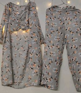 Floral Print Crop Top Palazzo Set