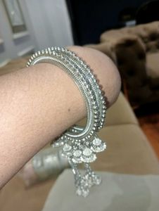 Silver Oxidised Metal Latkan Kada