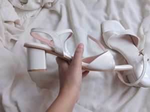 Stylish White Block Heel Sandals