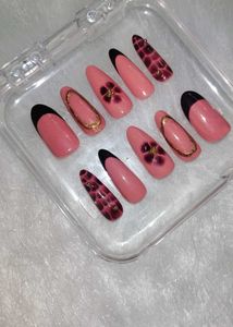 Elegant Red Floral Press-On Nails