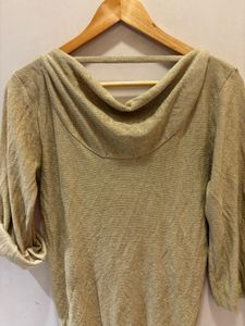 Elegant Gold shimmery V Neck Top