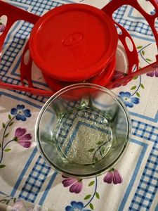 Set Of 2 Glass Jars With Lid And Stand