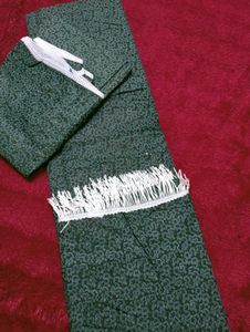 🌿 Elegant Dark Green Embroidered Dress Material