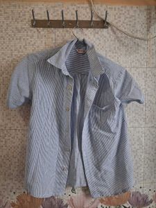 Blue Striped Button-Up Shirt