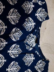 Navy Blue Printed Kurta