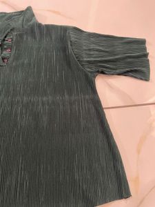Pleated Mock Neck Top