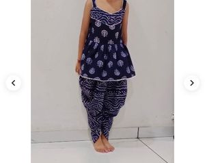 Elegant Navy &amp; White Printed Kurta Set (6-7 Years)
