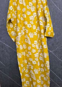 Straight Fit Mustard Kurti with Collar