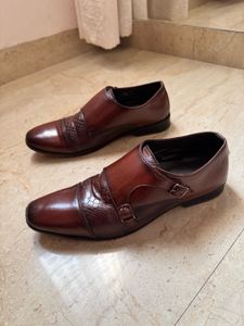 Men's Brown Leather Monk Strap Shoes