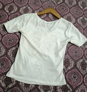 White Ruched Front Short Sleeve Top