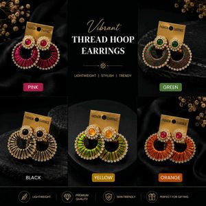 Vibrant Thread Hoop Earrings combo 5