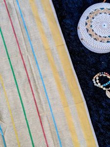 Pastel Striped Dupatta | Multicolor Tassels