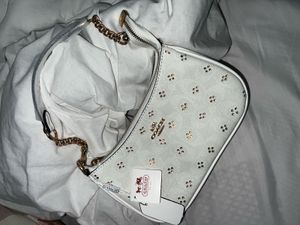 Coach White Embellished Shoulder Bag