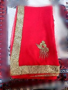 Stunning pink Embroidered Saree