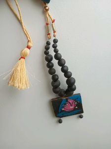 Handmade painted clay statement Necklace