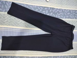 Women's Blue Straight-Fit Trousers with tieup belt