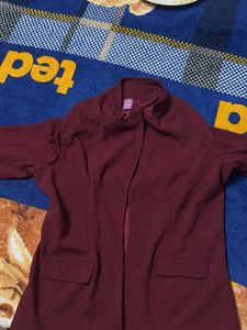 Burgundy Open Front Blazer