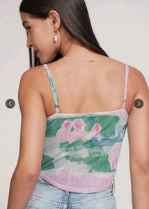 New Abstract Print Gathered Corset Top