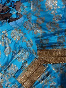 Sky Blue Kurta with Gold Print