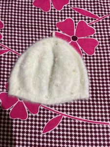 White Pearl Embellished Beanie