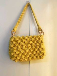 Zara Chic Yellow Crochet Hobo Bag