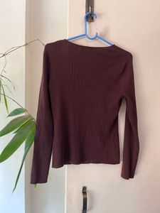 H&amp;M Burgundy Long Sleeve Top