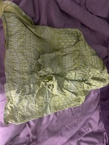 Lime Green Kurta with White Print