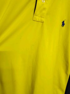 Yellow Polo Shirt with Navy Collar