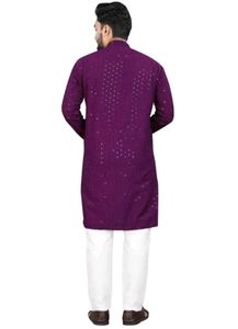 Purple Embroidered Chikonkari Kurta