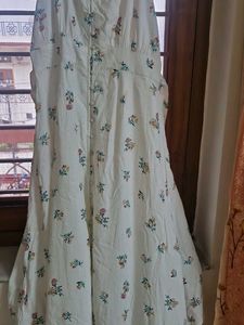 White Floral Print Midi Dress