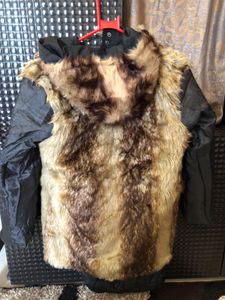 Warm Black Parka with Fur Hood