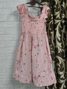 Cute Pink Floral Smocked Dress