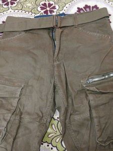 Olive Green Cargo Pants &amp; Belt
