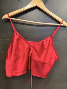 Red Cami Tie-Front Crop Top
