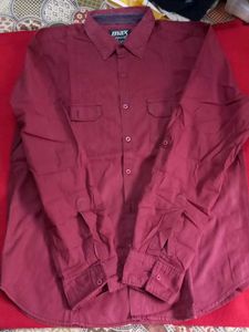 CHEST POCKETS Men's Casual Maroon Shirt