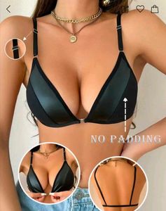 sexy  black bra ,Sleek Front-Clasp Bralette