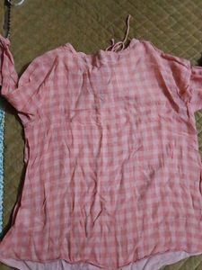Cover Story Lace-Up Pink Plaid Top
