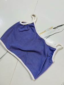 Purple Ribbed Crop Top