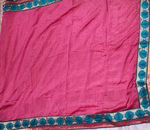 Elegant Pink &amp; Cream Silk Saree