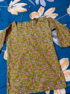 Mustard Floral Print Kurta