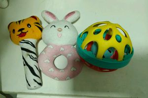 Baby Rattle Toy Set - Tiger, Bunny & Ball