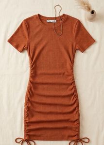 Ruched Drawstring Bodycon Mini Dress