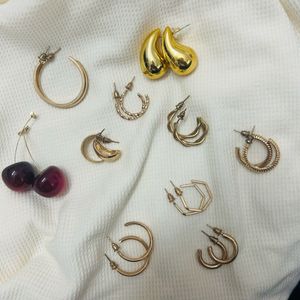 Assorted Gold-Tone Hoop Earrings Set