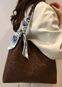 Stylish Leopard Print Tote Bag with Scarf
