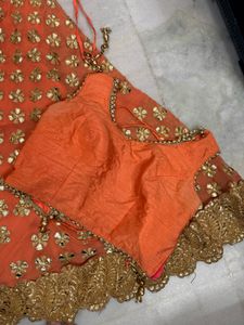 Embroidered Orange Lehenga