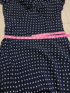 Polka Dot Navy Blue Long Dress Midi One Piece S&amp;M