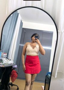 Vibrant Red A-line Mini Skirt
