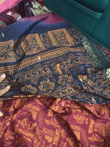 Beautiful Maroon &amp; Blue Saree