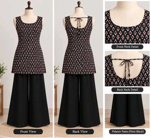 Cute Sleeveless Printed short kurti