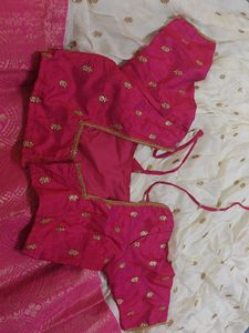 Elegant Cream &amp; Pink Embroidered Lehenga Choli Set
